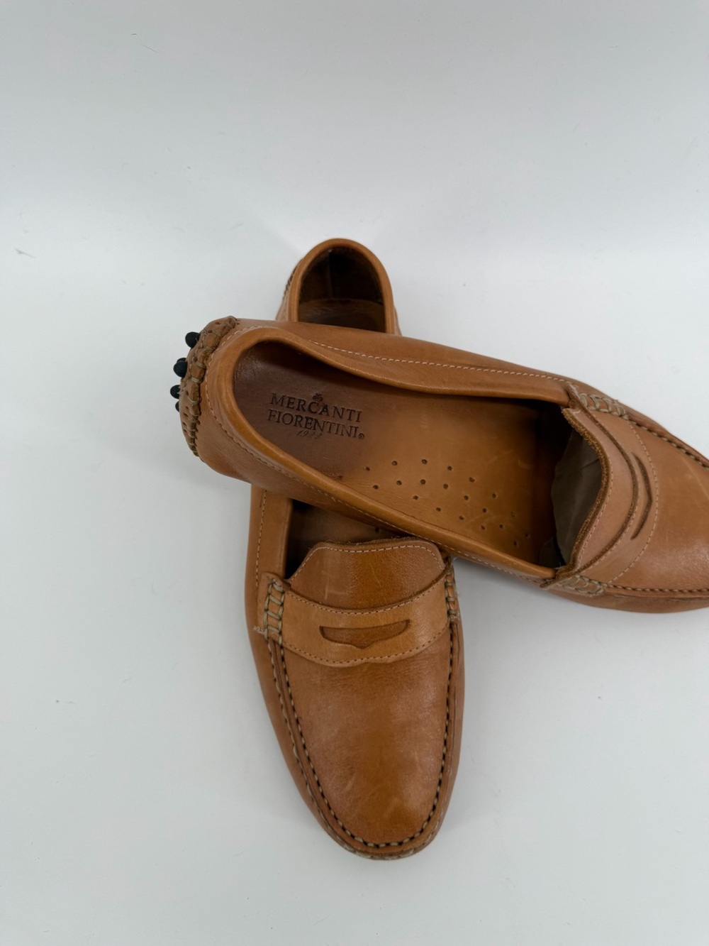 Mercanti Fiorentini Tan Leather Penny Loafers